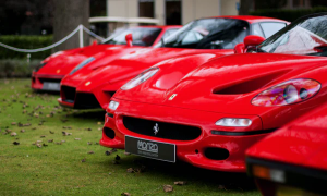 Row of red cars